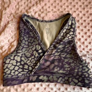 Mika Yoga Wear Olive Green and Black Patterned Crop Sports Bra